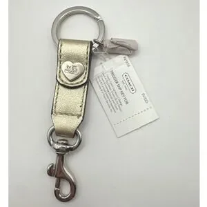 F6858 Coach | Accessories | Coach Trigger Snap Key Fob Metallic Gold Leather ...